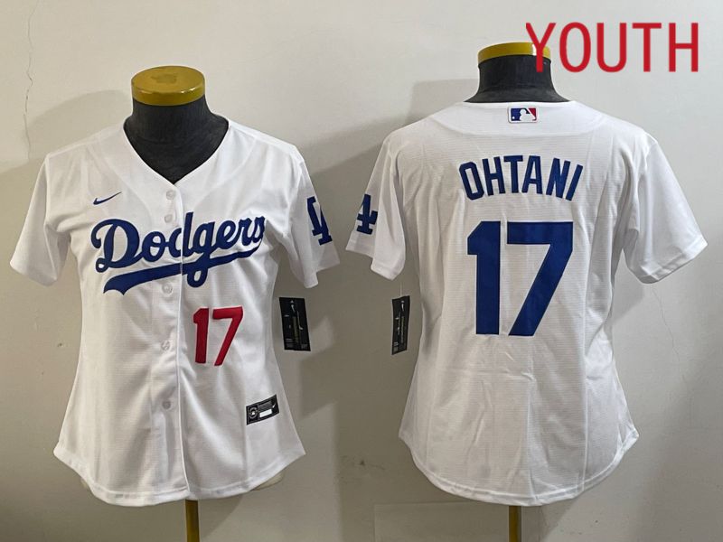 Youth Los Angeles Dodgers 17 Ohtani White Game 2024 Nike MLB Jersey style 11203